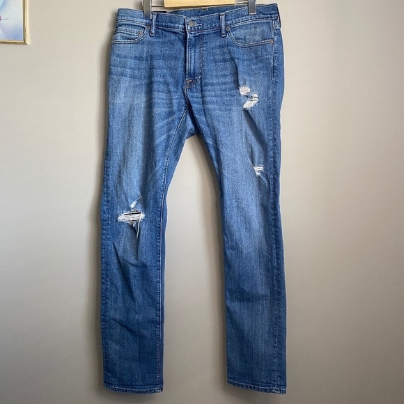 Abercrombie & Fitch Men's Langdon Slim Standard Wash Blue Jeans Size 32w - Picture 1 of 14